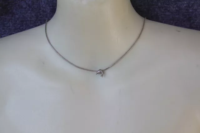 Kurze Halskette Silberfarben 36 Cm Lang Mit Anhänger Delphin
