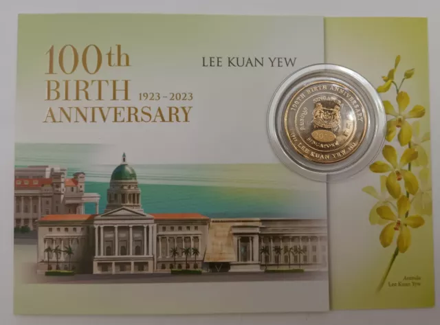 Singapore $10 Commemorative Coin: 100th Birth Anniversary Lee Kuan Yew w/Folder