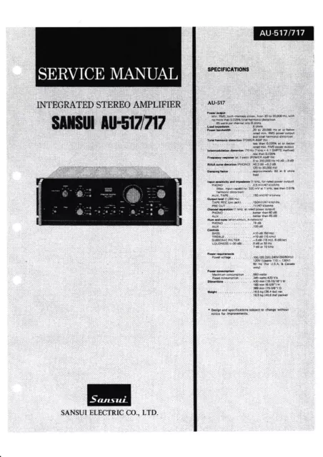 Service Manual-Anleitung für Sansui AU-517,AU-717