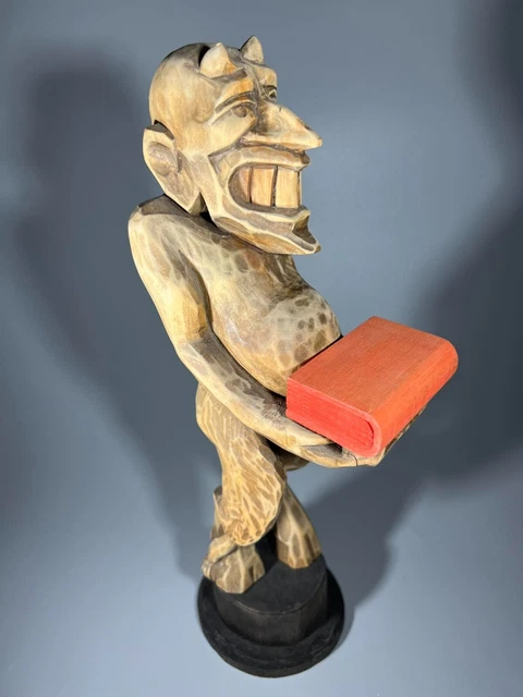 Wooden DEVIL EVIL traditional Handmade Hand Crafted VINTAGE OLD RARE CARVED