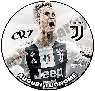 Dolce idea CIALDA in Ostia Cristiano Ronaldo Juventus Forma Rotonda diam Decorazione per Torta 20 cm Personalizzabile 