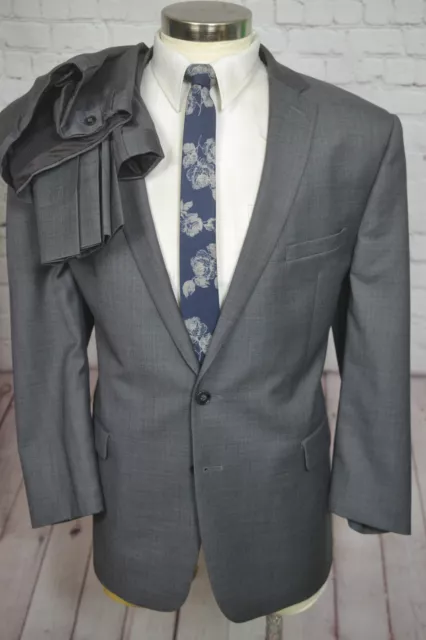 CALVIN KLEIN MENS Gray X-SLIM FIT Flat Front 2 Pc Suit 50R Jacket 44x27 ...