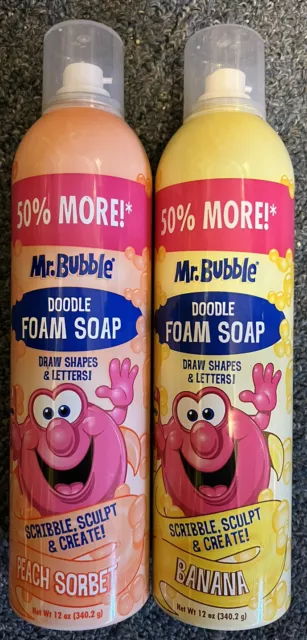 Lot of 4 MR BUBBLE Foam Soap,BUBBLEBERRY, WATERMELON, BANANA