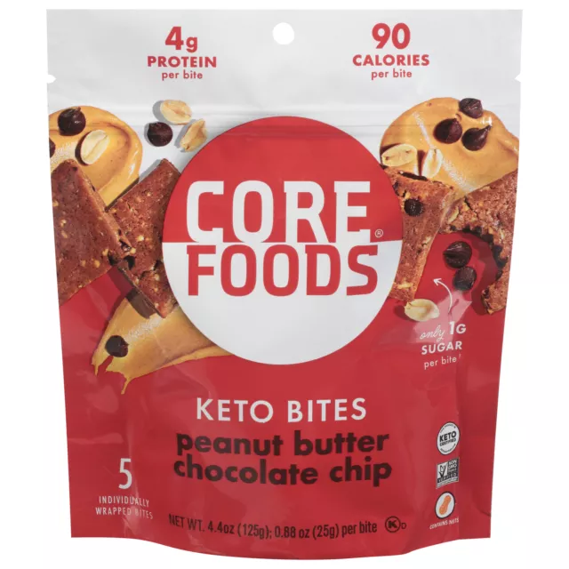 Core Foods Bites Brownie Peanut Buttter Chocolate Chip 4.4 Oz (Pack Of 6)