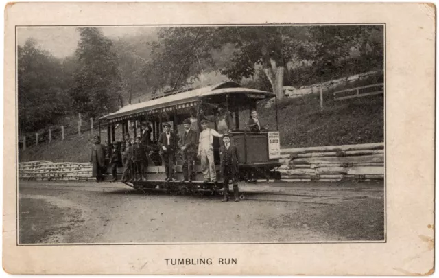 POTTSVILLE PA Tumbling Run Trolley & Passengers Pennsylvania Resort UDB Postcard