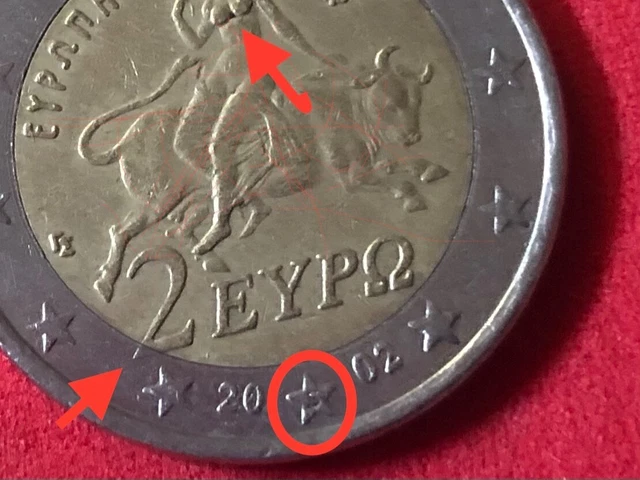 2 Euro Münze Griechenland S Im Stern 2 EURO MÜNZE Griechenland 2002 mit S im Stern,große Brüste und anderen