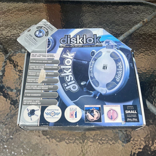 Disklok Volante Copertura Completa Blocco di Sicurezza Argento - Piccolo Nuovo In scatola