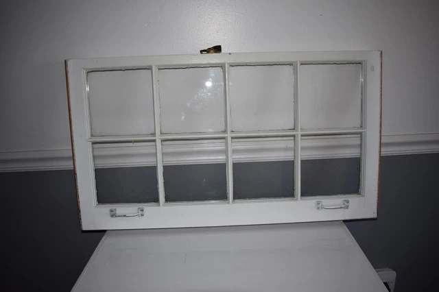 Window Sash- Shabby Chic- White Wood 8 Pane