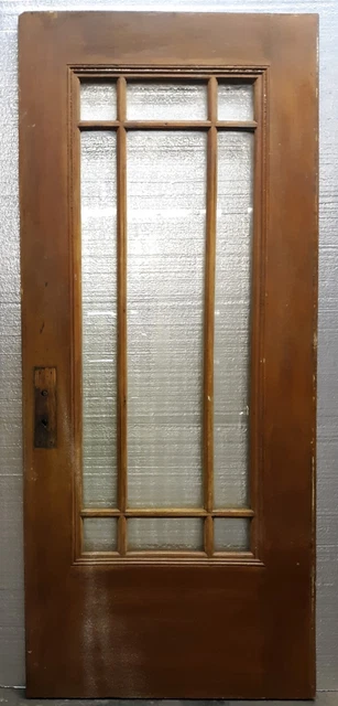 36x83"x1.75" Antique Vintage Old Wooden Exterior Entry Door Window Beveled Glass