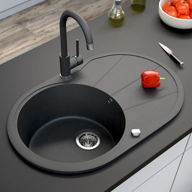 Évier Cuisine Encastré Granit Blanc - 1124011 - Bricolage