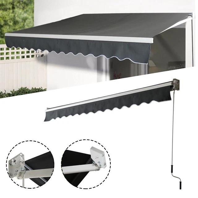 UISEBRT Balkonmarkise 300cm - Manuelle Gelenkarmmarkise In Dunkelgrau