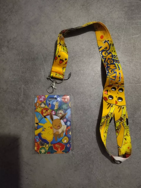 Porte carte-badge Pokemon Pikachu Evoli Lanière de cou