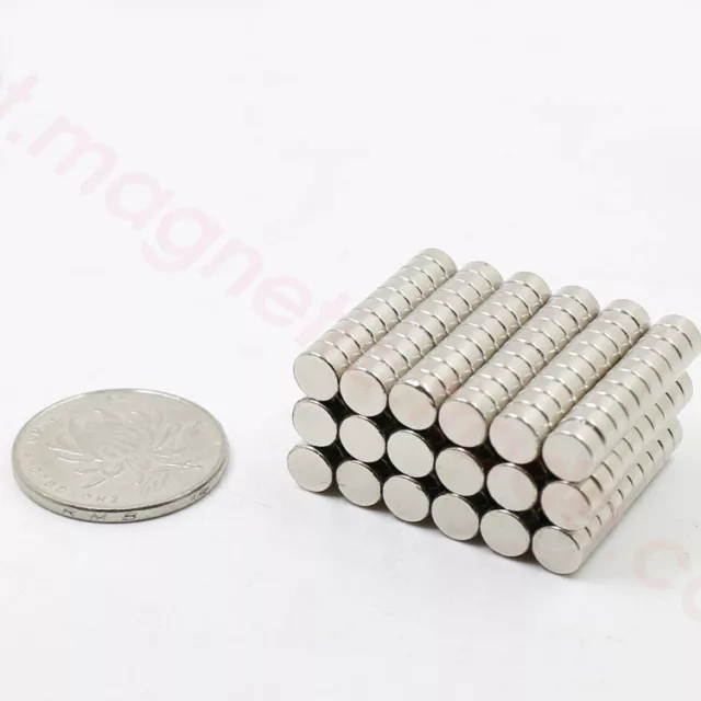 "Lotes de 6 mm x 3 mm disco de neodimio tierras raras imanes para nevera pequeños N50 1/4""x1/8""" 3