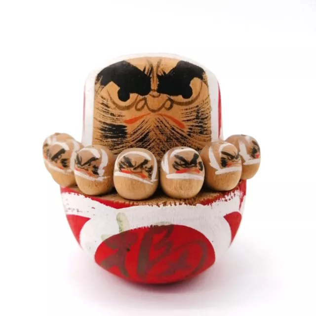 6cm Japanese Wooden DARUMA Doll Vintage Ornament Souvenir Interior OTA370