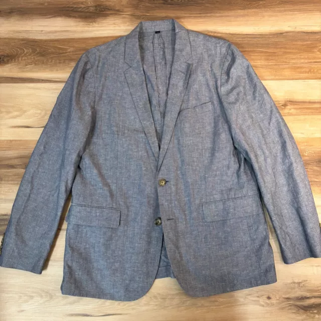 J Crew Blazer Mens 42R Ludlow Unstructured Suit jacket Cotton Linen Deep Water