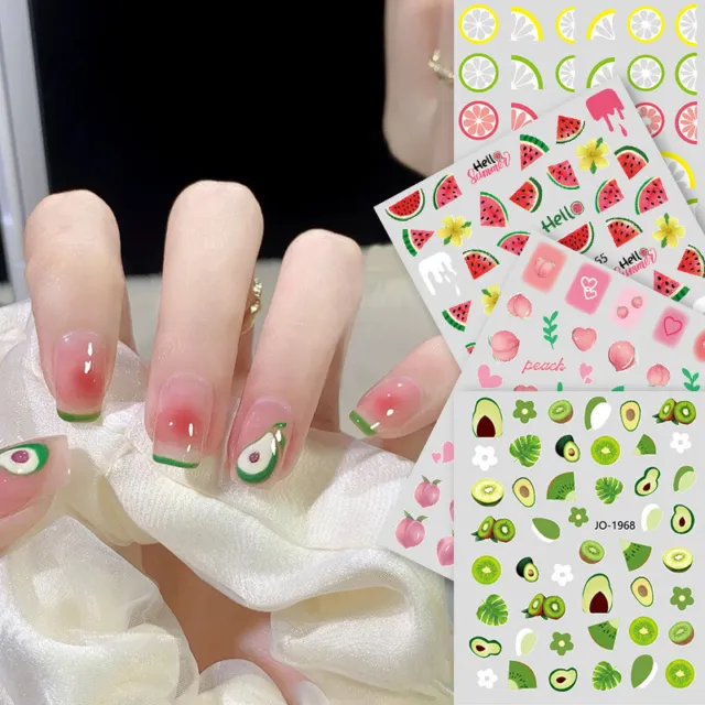 Estate Frutta Stile Francese 3D Unghie Adesivo DIY Manicure Variopinto Nail A -