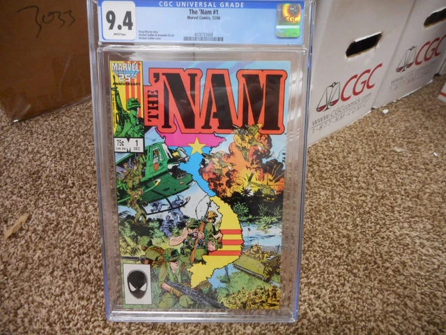 Nam 1 cgc 9.4 Marvel 1986 WHITE pg Vietnam War comic NM MINT 1st print Army Navy