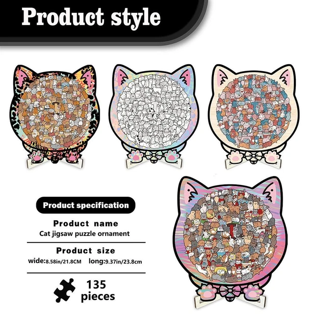 Wooden Jigsaw Puzzles For Adults - Uniquely Shaped Pieces - Made In The USA By FoxSmartBox - 240 Pieces - Cat Among The Flowers | MakerPlace By