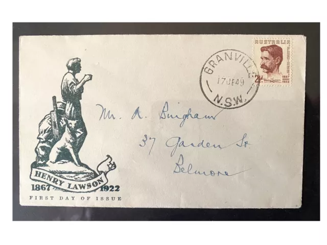 Australia First Day Cover FDC 17 June 1949  2½d Henry Lawson- Smyth/Beaumont (?)