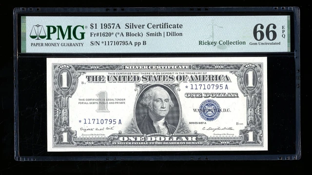 DBR 1957-A Silver STAR Gem Fr. 1620* PMG 66 EPQ Serial *11710795A