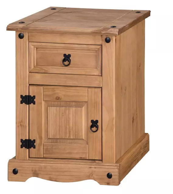 Corona Bedside Cabinet Pot Cupboard Medium 1 Door 1 Drawer Pine Mercers Furnitur