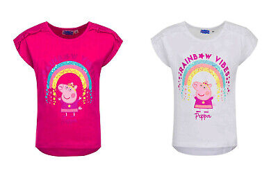 Kids Girls Peppa Pig Summer Tops Available in White or Fuchsia for ages 3 to 6