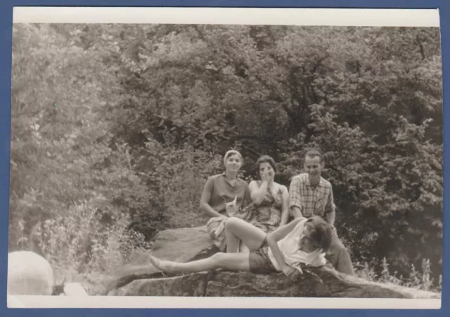 Beautiful guys and girls in nature. Soviet Vintage Photo USSR