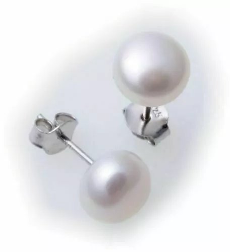 Boucles D'Oreilles Perles de Culture Blanc 8 MM Vrai Argent 925 Sterling Unisex 2