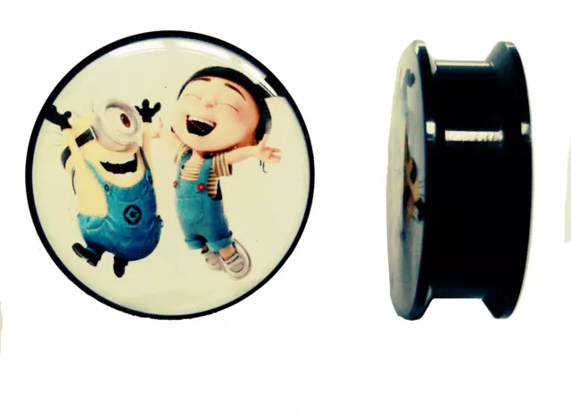 Despicable Me Minion & Agnes Plug Acrylic Screw Tunnel Ear Lobe Stretcher