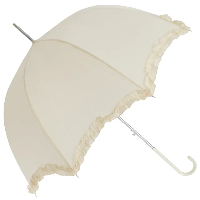 Womens/Ladies White Wedding Umbrella With Frill Trim (UM264)