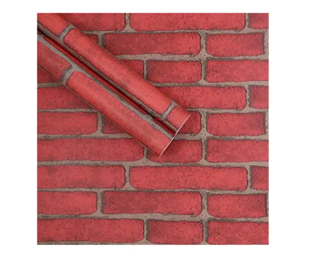 Red Housebrick Wallpaper Self Adhesive Contact Peel & Stick Covering Retro