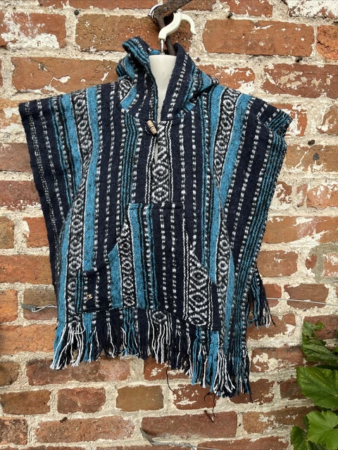 Poncho quadrato in cotone spazzolato etnico bambini hippy, boho, festival, 2-5 anni