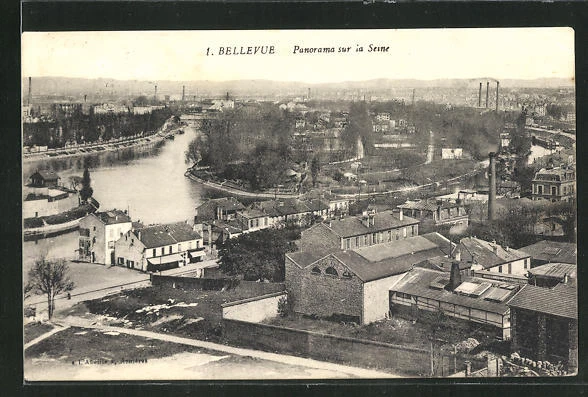 CPA Bellevue, vue générale sur la Seine