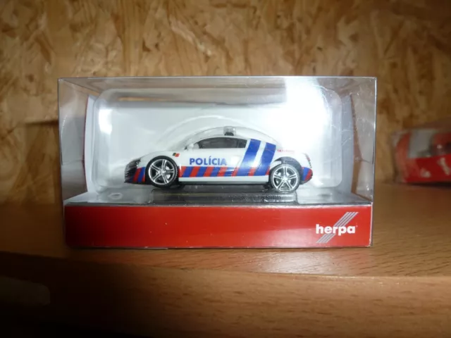 Herpa, Audi R8 "Policia" (P) Nuevo,Embalaje Original, Núm 094245