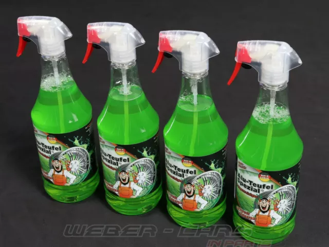 4 X 1L Alu-Devil Spécial Jante Propre Vert 4 Litre Tuga Chimiques Vaporisateur