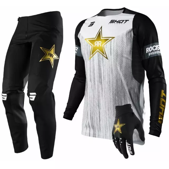 Shot Contact Rockstar Full Motocross Kit Motorcross Race Jersey Pants Gloves