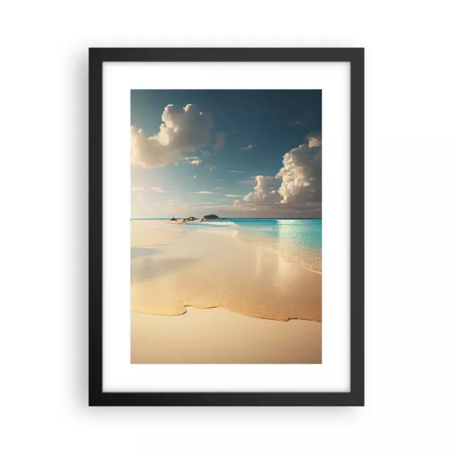 Cuadro Poster de Pared 30x40cm P�ster Marco Playa Salvaje Oc�ano Borde Wall Art