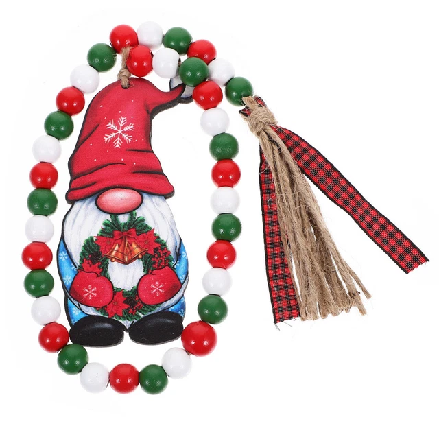 Perle de Noël en Bois Pendentif Père Noël Perle en Bois Décor à Suspendre avec