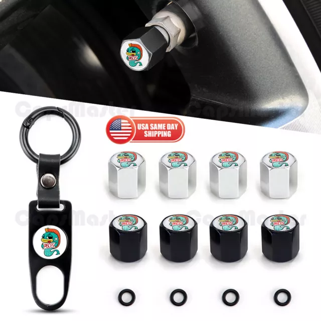 Universal Car Wheel Tire Valve Dust Stem Air Cap + Keychain Zodiac Pisces Logo