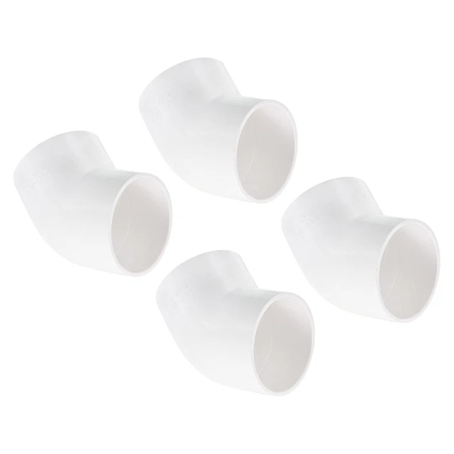 4Pcs 45 Degree Elbow Pipe Fittings 2-1/2 Inch UPVC Fitting Connectors White