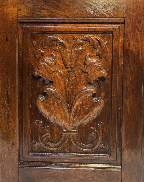 Antique Hard Wood Small Carved Door Measures Approx 22 1/2”H 17 1/2￼” W 1” Thick
