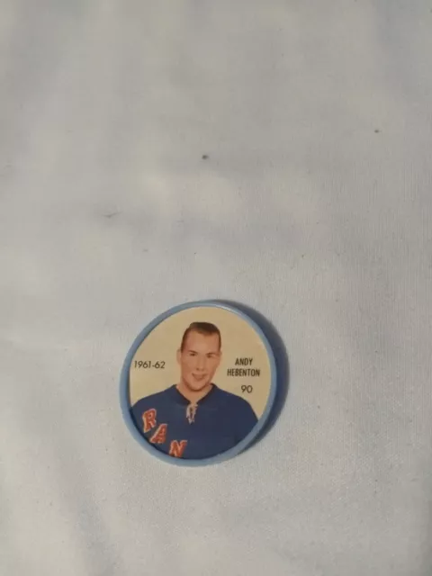 1961/62 Salada Foods Plastic Nhl Hockey Coin #90 Andy Hebenton Sharp+ Shirriff