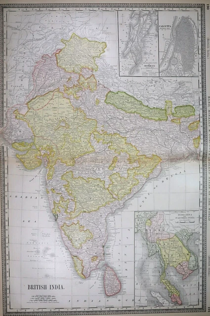 Authentic 1882 R McNally Atlas Map BRITISH INDIA - SIAM ~ FreeS&H   Inv#145