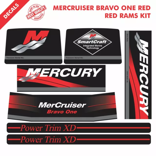 2016 Mercruiser Bravo One Red Decals Kit Red Rams Sticker Set |57