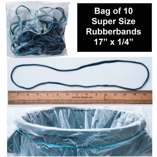 Large Rubber Bands, Long Rubber Bands, 17" x 1/4", Blue, Pack of 10