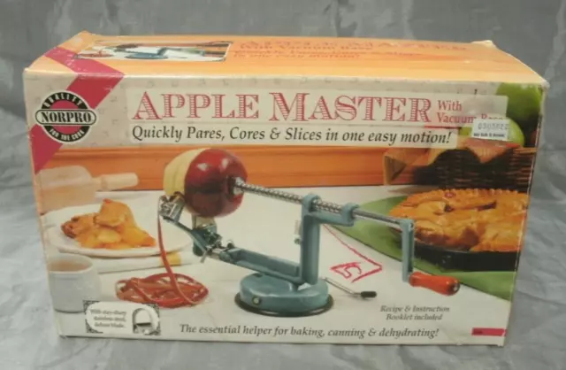 Vtg Norpro APPLE MASTER Peeler Corer and Slicer Vacuum Base does Potatoes Too