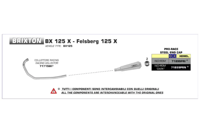 ARROW Pro-Race Dämpfer Brixton BX / Felsberg 125X für BX125X BX125 EURO4