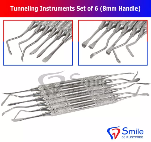 Tunneling Procedure Dental Implant Instruments Set Of 6 Periosteal - Raspatorium