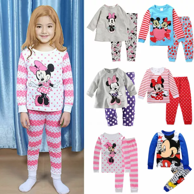 Kids Baby Girls Mickey Minnie Mouse Pyjamas Set PJ's Nightwear Sleepwear Pajamas