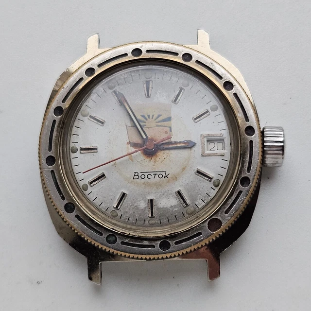 Raro orologio URSS Vostok Amphibia Original Diver 2414A - BANNER SOVIETICO